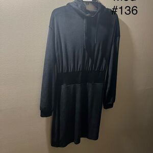 Black velour dress with hood
